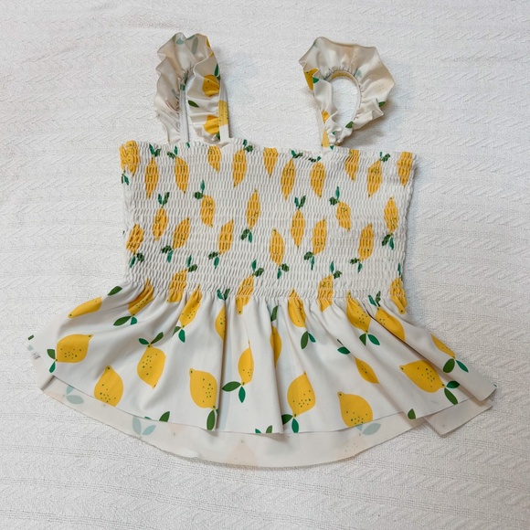 HANNA ANDERSSON Lemon smocked swim top tank peplum sz US 12 / 150cm - Picture 8 of 12